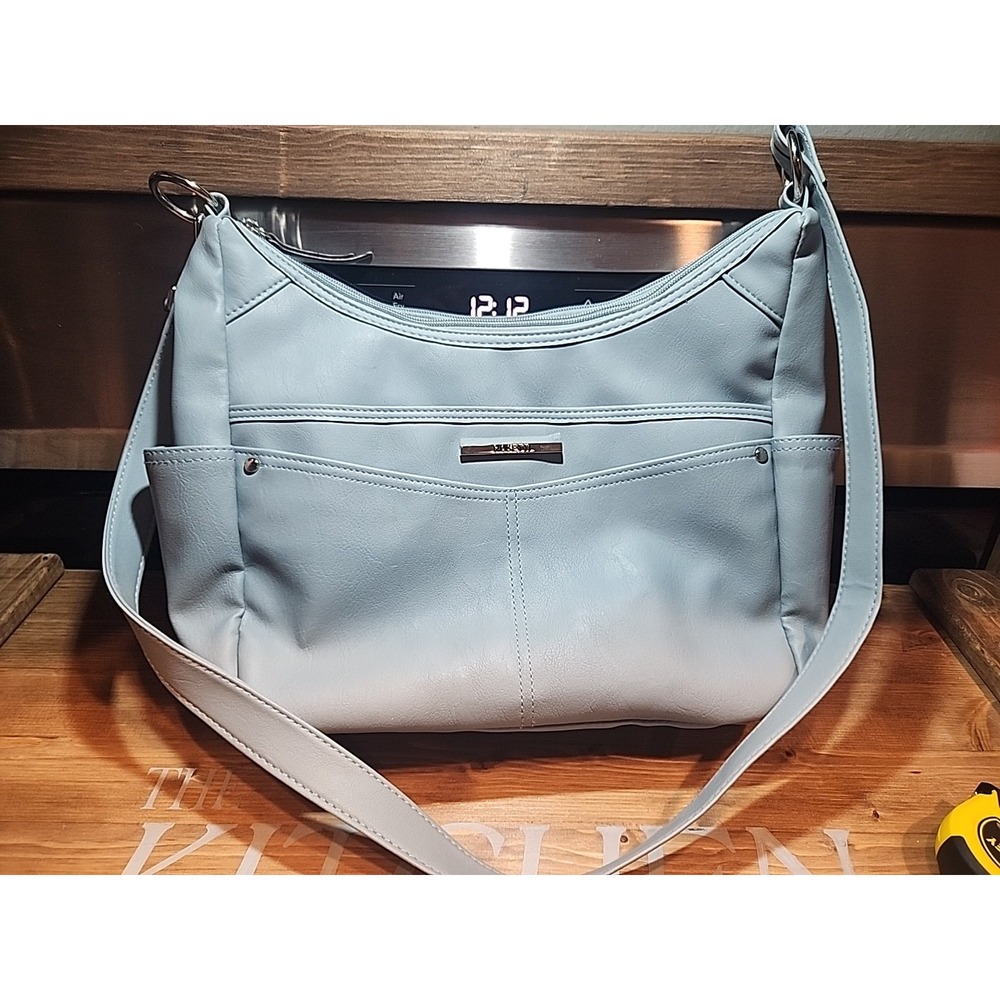 NEW Rosetta Leather Light‎ Blue Handbag. 12L X 14W